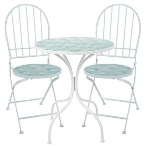 Mozaikos bisztró szett asztal két székkel - fehér-világoszöld