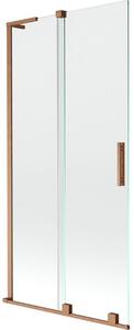 Mexen Velar L kádparaván 2-szárnyú tolóajtóval 90 x 150 cm, átlátszó, kefe mintázatú réz - 896-090-003-01-65
