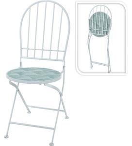 Bisztró fém szék, fehér - mintázott ülőfelülettel