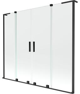 Mexen Velar L Duo kádparaván 2-szárnyú tolóajtóval 170 x 150 cm, átlátszó, fekete - 896-170-003-02-70