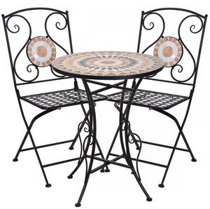 Mozaikos bisztró szett asztal két székkel - kerámia hátámlás székekkel