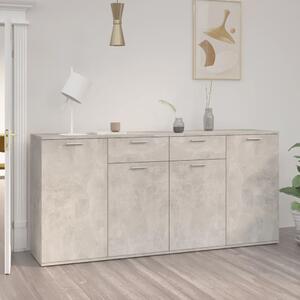Betonszürke szerelt fa tálalószekrény 160 x 36 x 75 cm