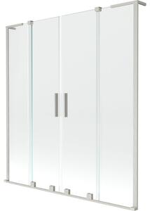 Mexen Velar L Duo kétrészes, 2-szárnyú, 150 x 150 cm-es, átlátszó, szálcsiszolt nikkel felület - 896-150-003-02-97