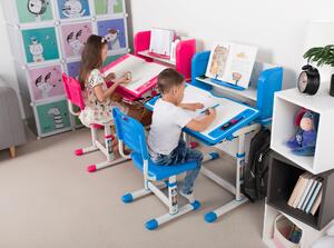 KONDELA Növekvő íróasztal és szék, rózsaszín/fehér, szett, LERAN