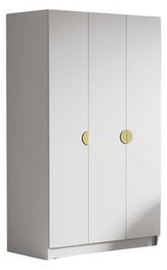 AMON 150 cm-es gardróbszekrény – fehér/arany fogantyúkkal
