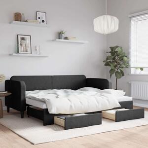 VidaXL fekete kihúzható szövet heverő fiókokkal 80 x 200 cm