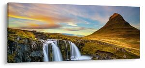 Kép a hegyekről és vízesésekről Izlandon (120x50 cm)
