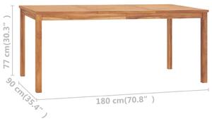 VidaXL tömör tíkfa kerti étkezőasztal 180 x 90 x 77 cm
