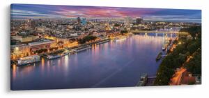 Pozsonyi éjszakai város képe folyóval (120x50 cm)