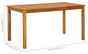 VidaXL tömör akácfa kerti asztal 140 x 80 x 74 cm