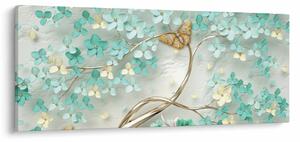 Virágok pillangóval képe (120x50 cm)