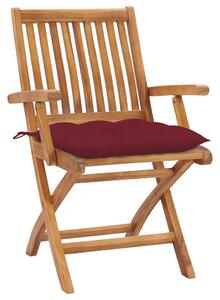 VidaXL 2 db tömör tíkfa kerti szék bordó párnával
