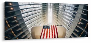 Építkezés az USA zászlóval képe (120x50 cm)