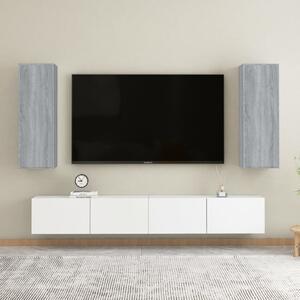 2 db szürke sonoma színű szerelt fa TV-szekrény 30,5x30x90 cm