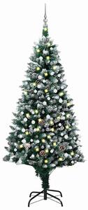 LED-es műkarácsonyfa gömbkészlettel és tobozokkal 210 cm