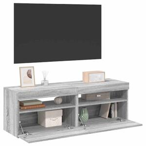 2 db szürke sonoma színű TV-szekrény LED-ekkel 60 x 35 x 40 cm