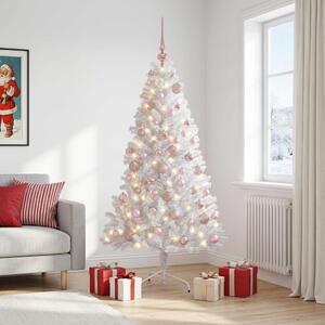 Műkarácsonyfa gömbbel 210 cm 300 LED Meleg fehér PVC és fém