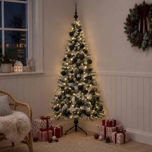 Műkarácsonyfa gömbbel 120 cm 150 LED Meleg fehér PVC és fém