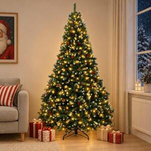 Műanyag Hajtogatós Karácsonyfa 210 cm 300 LED Meleg fehér