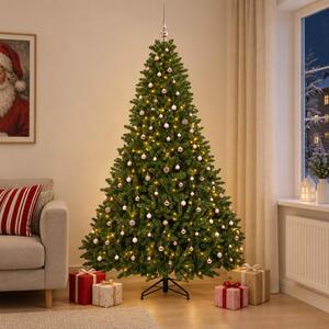 Világos zöld műkarácsonyfa gömbökkel 270 cm 600 LED Meleg fehér