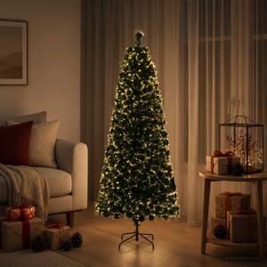 Optikai szálas műfenyő 120 cm 12 LED Meleg fehér PVC Zöld