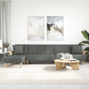 Sötétszürke L-alakú bársony kanapéágy 279x140x70 cm