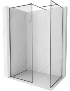 Mexen Kioto-F zuhanyfal Walk-in kerettel 125 x 100 cm, áttetsző 8 mm, gun metal - 800-125-202-04-95-100
