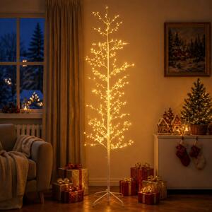Karácsonyi LED-es nyírfa Fehér 47 x 240 cm Acél 675 LED