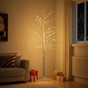 Nyírfa karácsonyfa Fehér 22 x 22 x 180 cm Műanyag 319 LED