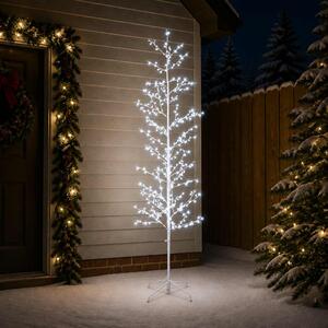 Karácsonyi LED-es nyírfa Fehér 47 x 210 cm Acél 567 LED