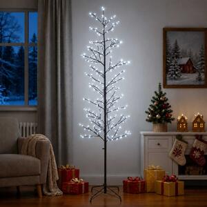 Karácsonyi LED-es nyírfa Fekete 47 x 240 cm Acél 675 LED