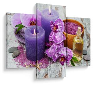 Orchideák és gyertyák képe (90x60 cm)