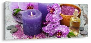 Orchideák és gyertyák képe (120x50 cm)