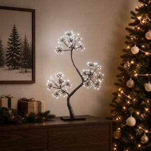 S-alakú LED-es karácsonyfa 2 db Fekete 18 x 18 x 45 cm Műanyag