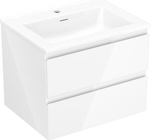 Mexen Orio, fürdőszobaszekrény 60 cm Otis mosdóval, 2 fiókkal, fényes fehér, 91A10-06047-2-BFF00-W18M00