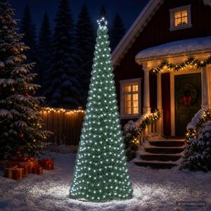 LED-es csillámos műfenyő talppal EKENAS 300 cm 475 LED