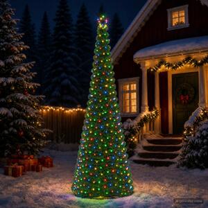 LED-es csillámos műfenyő talppal EKENAS 300 cm 475 LED