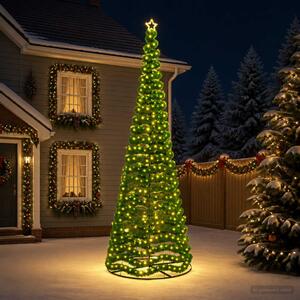 LED-es csillámos műfenyő talppal EKENAS 400 cm 588 LED