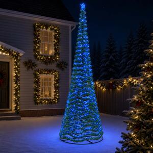 LED-es csillámos műfenyő talppal EKENAS 500 cm 868 LED Kék