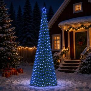 LED-es csillámos műfenyő talppal EKENAS 300 cm 475 LED Kék