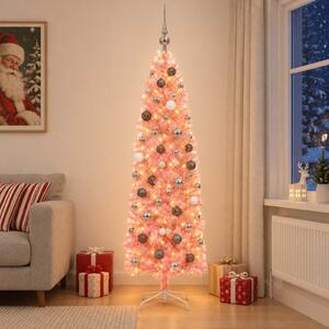 Karcsú műkarácsonyfa gömbökkel 180 cm 300 LED Meleg fehér