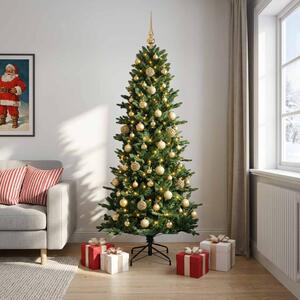 Műkarácsonyfa gömbbel 180 cm 300 LED Meleg fehér PVC és PE Zöld