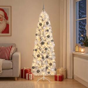 Karcsú műkarácsonyfa gömbökkel 180 cm 300 LED Meleg fehér