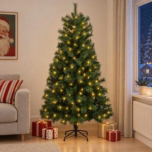 Műanyag Hajtogatós Karácsonyfa 150 cm 150 LED Meleg fehér