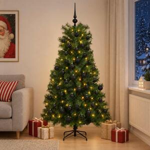 Mű zsanéros karácsonyfa gömbökkel 180 cm 300 LED Meleg fehér