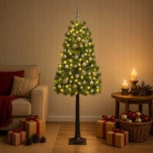 Mű zsanéros karácsonyfa gömbökkel 120 cm 150 LED Meleg fehér