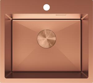 Mexen Solix, 1 rekeszes rozsdamentes mosogató 500 x 450 mm, szálcsiszolt réz, 6402501000-65