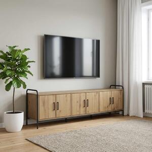 TV szekrény 146 x 33 x 50 cm Kézműves Tölgy Szerelt Fa