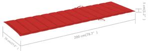 VidaXL impregnált fenyőfa napozóágy piros párnával