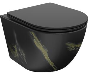 Mexen Lena Rimless WC csésze karcsú, lassan csukódó duroplast üléssel, fekete kő - 30224098